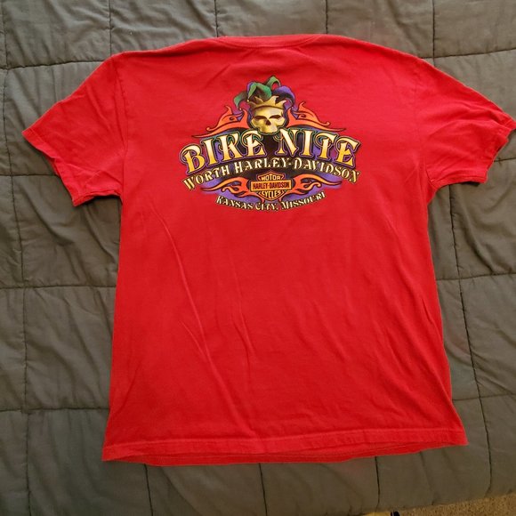 Worth Harley Davidson, Mens XL, Red Short Sleeve Tee Shirt, Bike Night, KCMO - Picture 4 of 4